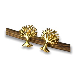 Tree of Life Stud Earrings - Real Silver Gold-Plated 925 Sterling - Small Earrings Stud Tree