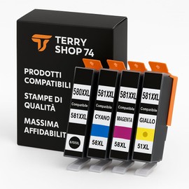 Set of 4 Cartridges Compatible with Canon 580XXL Black + 581XXL Cyan Magenta Yellow - High Capacity - Compatible with Canon Pixma TS6150 TS6250 TS8150 TS9150 TR7550 TR8550