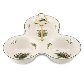 Spode Christmas Tree 3-Section Server with Tree Handle