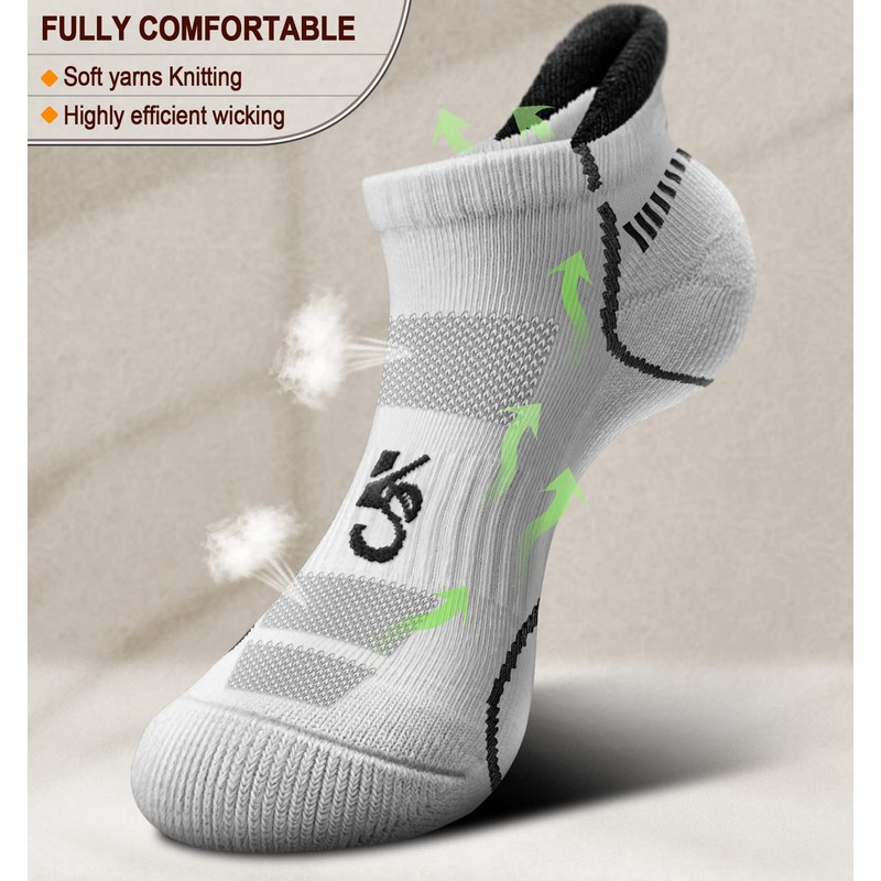 KEMISANT Trainer Socks 6 Pairs Men's Running Socks Ankle Socks
