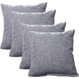 Tennove Throw Pillow Cases 22" x 22" Vintage Style Cotton Linen Pillow Covers Set of 4 Square Decorative Pillow Protectors Shell Cushion Covers for Sofa, Couch, Bed, Bench (Grey)