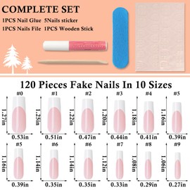LoveOurHome 120pc French Press on Nails XL Fake Nail Extra Long Press on Nail Square False Nail Acrylic French White Tips Press Square Nail Long Artificial Nail & Glue Adhesive Tabs for Women Girls