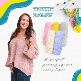 YINVA Chenille Wool for Crocheting, 400 g (4 x 100 g), Chenille Wool, Fluffy Wool, Velvet, Soft Plush Wool, Crochet Wool for Beginners, Thick Wool for Knitting, Khaki