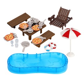 Abaodam Miniature Swimming Pool Miniature Food Dollhouse Furniture of Table and Chair for DIY Fairy Garden Micro Landscape Ornaments