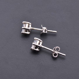 5mm Cubic Zirconia Sterling Silver Studs Earrings 6 Prongs Diamond Imitation Jewelry