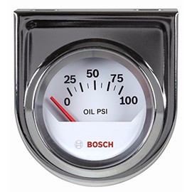 Actron SP0F000041 Bosch Style Line 2" Electrical Oil Pressure Gauge (White Dial Face, Chrome Bezel)