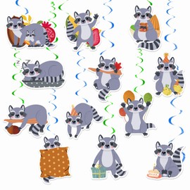 Raccoon Hanging Swirls Raccoon Spirals Blanket Swirl Decorations Raccoon Hanging Decorations for Raccoon Birthday Decorations Raccoon Party Accessories Pack of 24