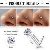 Thunaraz 925 Sterling Silver Nose Studs, 20G L Shaped Nose