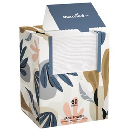 ourmed life Toalla Facial Desechable | Toallas Limpias Biodegradables Sin Pelusa | Toallitas Desmaquillantes Secas | Súper Suave Y Grueso para Pieles Sensibles | 10" X 7,87" | 60 Unidades 60 Unidades