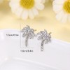 Crystal Palm Tree Stud Earrings for Women Silver Plated Delicate