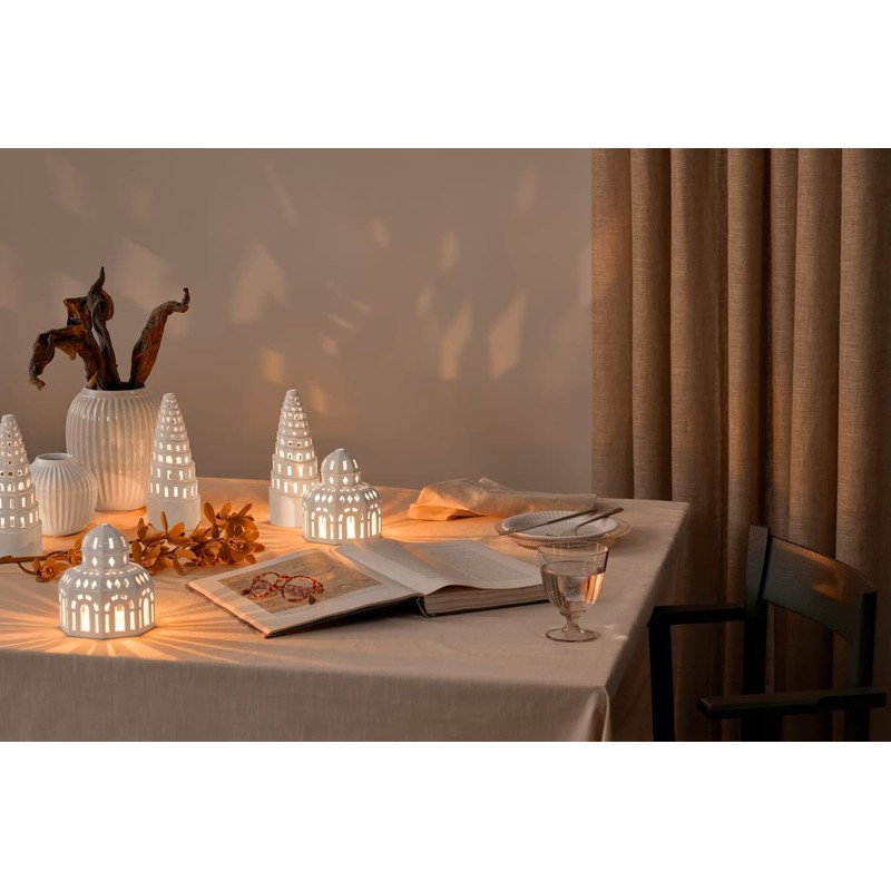 HAK Kähler Tea Light Holder, Ceramic, Church, 10 x 18