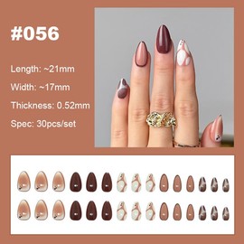 【NEW ARRIVALS!】 Press on Nails French Tip Bling Coffin Short Almond Fake Nails with Designs Glue on Nails Long Glossy Gradient Medium False Nails Reusable Full Cover Thick Nail Acrylic Stick on Nails for Women Girls 24 Pcs:_056