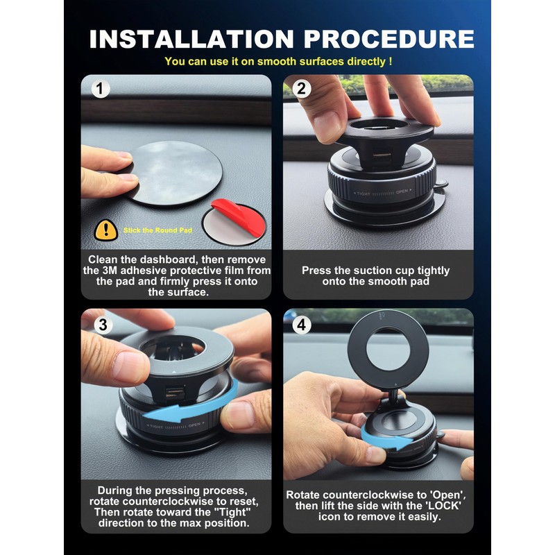 snanlen Upgraded 360° Vacuum Magnetic Phone Holder, Magnetic Car Phone