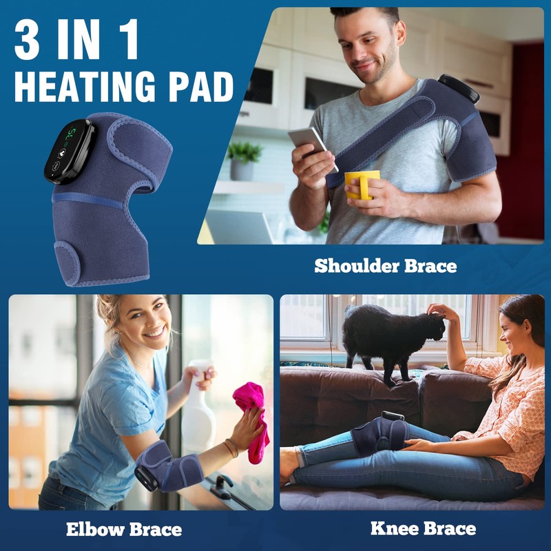 MOAJAZA Cordless Knee Massager with Heat and Vibration, Heating Pads