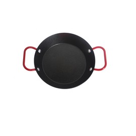 IMUSA USA 6" Carbon Steel Coated Nonstick Paella Pan Handles, Black, Red Hanldes