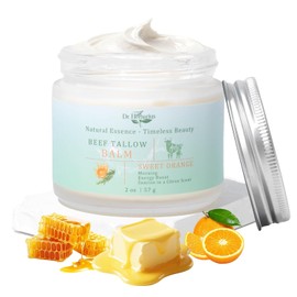 Beef Tallow for Face—Organic Grass Fed Tallow and Honey Balm for Dry & Wrinkled Skin Care, Revitalize Skin for Morning, 100% Natural, Hand Whipped, Deep Nourishing, Sweet Orange, 2 Oz.