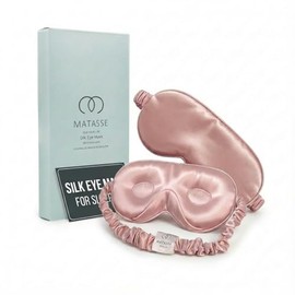 MATASSE 100% Mulberry Silk Sleep Mask 22 Momme Grade 6A - 3D Contoured Eye Mask for Sleeping, 14mm Deep Eye Cups, Total Blackout Blindfold for Women M