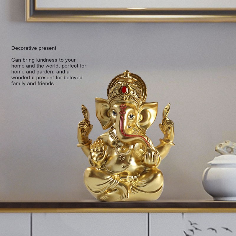 Indian Ganesha Statue Elephant Hindu God Sculpture Resin Decorative Indian