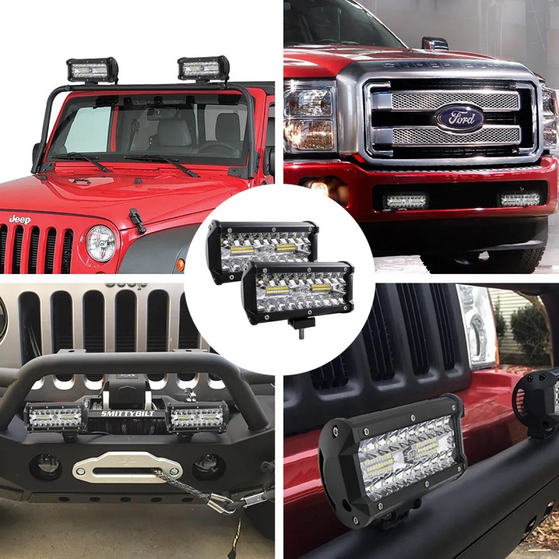Par Faros 7''auxiliares 120w Triple-fila 6000k
