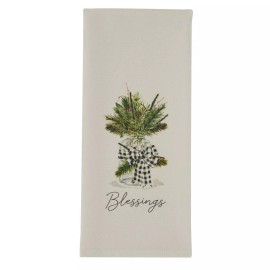 Park Designs Blessings Dishtowel 18x28 Green Natural Black White Country Christmas Park