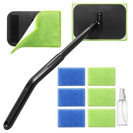 Windshield Cleaning Tool, 6 Reusable Pads and 1 Spray Bottle, 1 Set