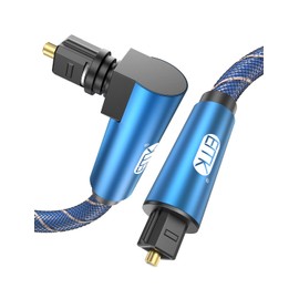 EMK Optical Cable Right Angle Optic Audio Cable S/PDIF 90 Degree Toslink Lead Optical Audio Cables Converter for Speaker Soundbar TV Amplifier (1m)