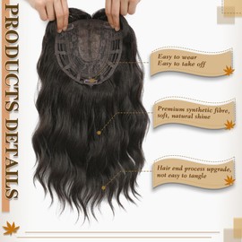 Nexyshe Hair Toppper 14 Inch Hair Toppers for Thinning Hair 6.5''X6.5'' Big Base Hair Pieces for Women Brown Black Hair Extensions