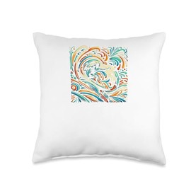 Graffiti Swells Urban Wave Art Throw Pillow, 16x16, Multicolor