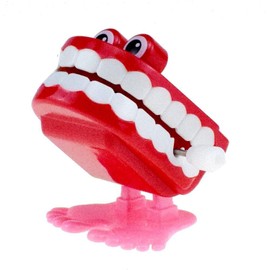 Red Wind Up Walking Babbling Chattering Teeth Bucket Lovely Attention Auti-sm Wind Up Teeth Lovely Children Early Education Tools Novelty and Gag
