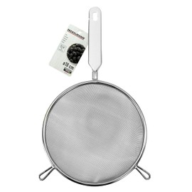 Fackelmann Stainless Steel Sieve, Large, White Handle Inlay, 18cm Diameter, Silver & White