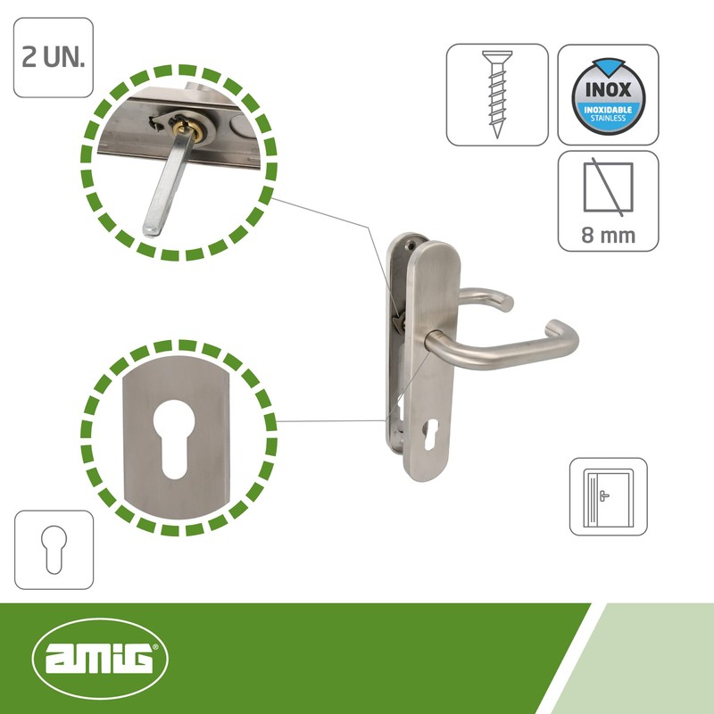 Amig - Door Handle Set with Door Plate | Model