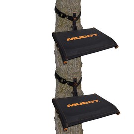 Muddy MUD-MTS500 Ultra Hunting 300 Pound Capacity Single Seat Tree Seat Hang On Climbing Treestand with Ratchet Straps, Black (2 Pack)