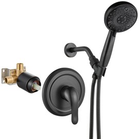 Aolemi Shower Faucet Set Rain Shower Head System Shower Trim Kit Pressure Rough-in Valve Included ABS 8 Setting Single Handheld Spray Oil Rubbed Bronze