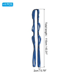 PATIKIL 43 Inch Daisy Chain Straps, 4 Pack Strong Climbing Strap Adjustable Nylon Chain Sling with 8 Loops for Aerial Yoga Hammock Swing, Blue
