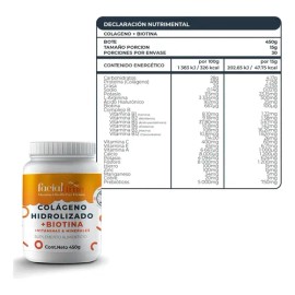 Colageno Hidrolizado Biotina 450g Y Jabón Carbón Activado Sabor Sin Sabor