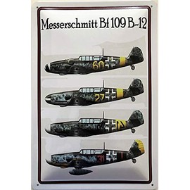 Deko7 BF109 B-12 Tin Sign 30 x 20 cm Battle Jet Messerschmitt
