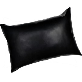ABWL Classic Latex Pillowcases Closed with Zip,20X28 Inch Latex Pillow Case Cover,Natural Rubber Pillowslip Handmade Latex Pillow Protector (Black, 1 Pack)