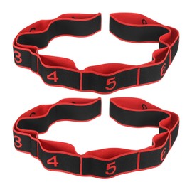 PATIKIL Exercise Bands, 35.4 Inch 2 Pcs Yoga Stretching Strap Latin Elastic Bands for Physical Dance Stretch Pilates Resistance Bands for Working Out, Black/Red