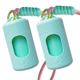 A&H ZIER Soporte para bolsas de excrementos con cordón portátil colorido, dispensador de bolsas de excrementos de perro de tacto suave con bolsas biodegradables para residuos de perros, compatible con