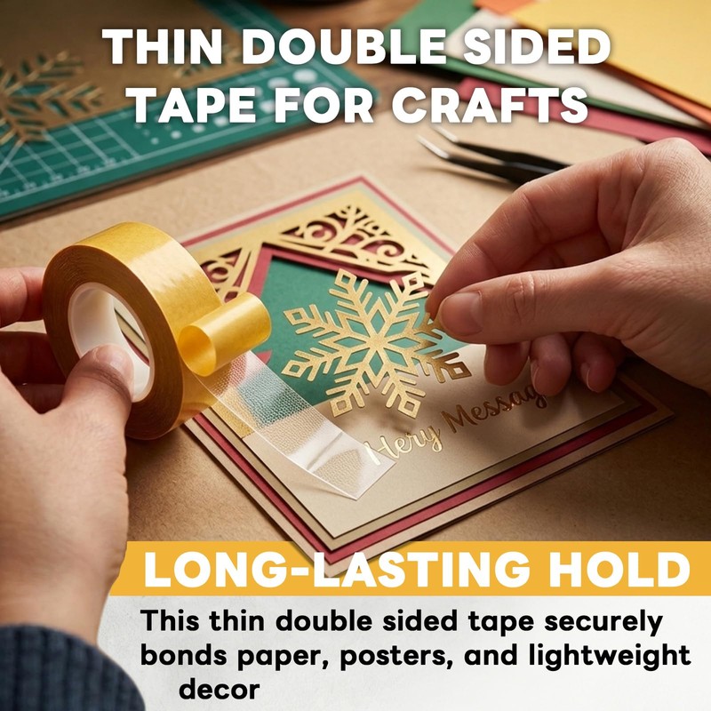 YINTTIAN Ultra-Thin PET Double Sided Tape for Crafts, 1 Inch