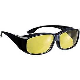 PEARL Nachtfahrbrille: Überzieh-Nachtsichtbrille Night Vision für Brillenträger (Nachtsichtbrille mit Sehstärke, Nachtfahrbrille mit Sehstärke, gegen Blendung nachts)