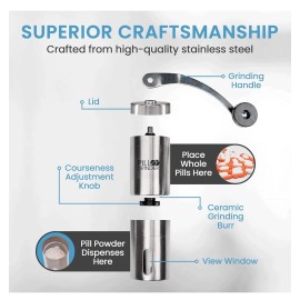 B&C Home Goods Pill Grinder Stainless Steel Pill & Tablet Crusher / Mill - Compact B&C Brand