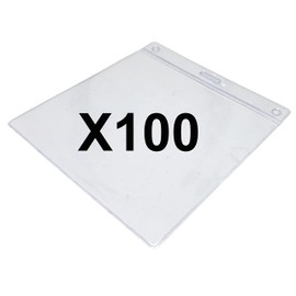 Clear ID Badge Card Holders Plastic Pocket ID Badge Pass Holder Pocket XL Size Insert Size 105 x 110mm (Pack 100) PCL Media ltd