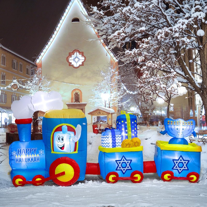 Nervure 10FT Hanukkah Train and Menorah Inflatables - Hanukkah Inflatable