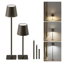 Cordless Table Lamp 7 DIY Height, Portable LED Desk Lamp, 5000mAh Battery Operated, 3 Color Stepless Dimming, Waterproof for Bathroom/Bedroom/Bars/Restaurant/Outdoor Party/Camping,Golden Bronze,2 Pack