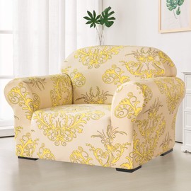 SU SUBRTEX Soft Stretch Sofa Cover 1 Piece printed Washable Covers Chair Furniture Protector Elastic Couch for Kids/Dogs(Chair,Yellow), VCUKSBTSFT003ABY0S