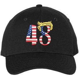 Army Universe 48th USA President Embroidered Baseball Cap | Republican Red White Blue Support 48 Hat, Black