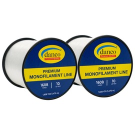 2 Pack 10lb Monofilament Line - 3216 Yards Total (1608 yds per Spool) - Clear Fishing Line, Freshwater & Saltwater, Strong Abrasion Resistant with Low Memory