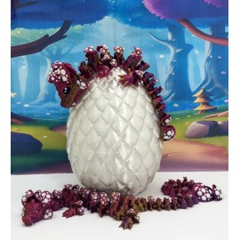 Safari 3D Printed Dragon with Egg, Articulated Mother & Baby Red Mushroom Dragon Toy