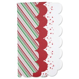 Current Stripes & Dots Scalloped Edge Tissue Paper Sheets - Christmas and Holiday Present-Wrapping, Bulk, Variety, 24 Sheets of Assorted Tissue Paper, 19 x 25”